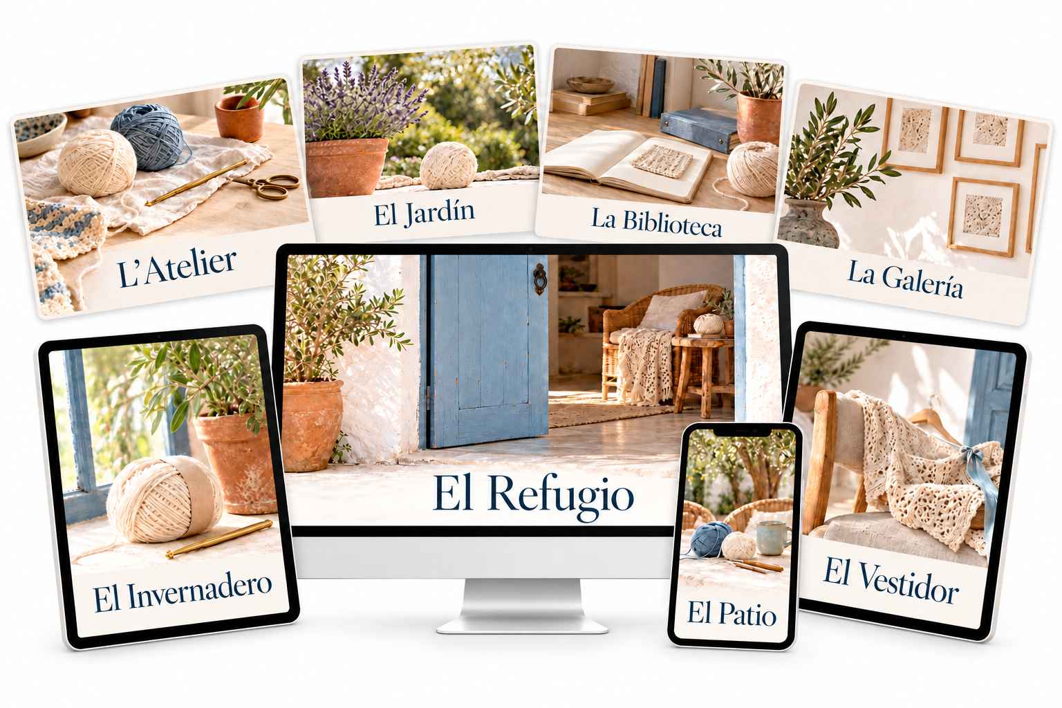 Vista de El Refugio y sus contenidos en distintos dispositivos